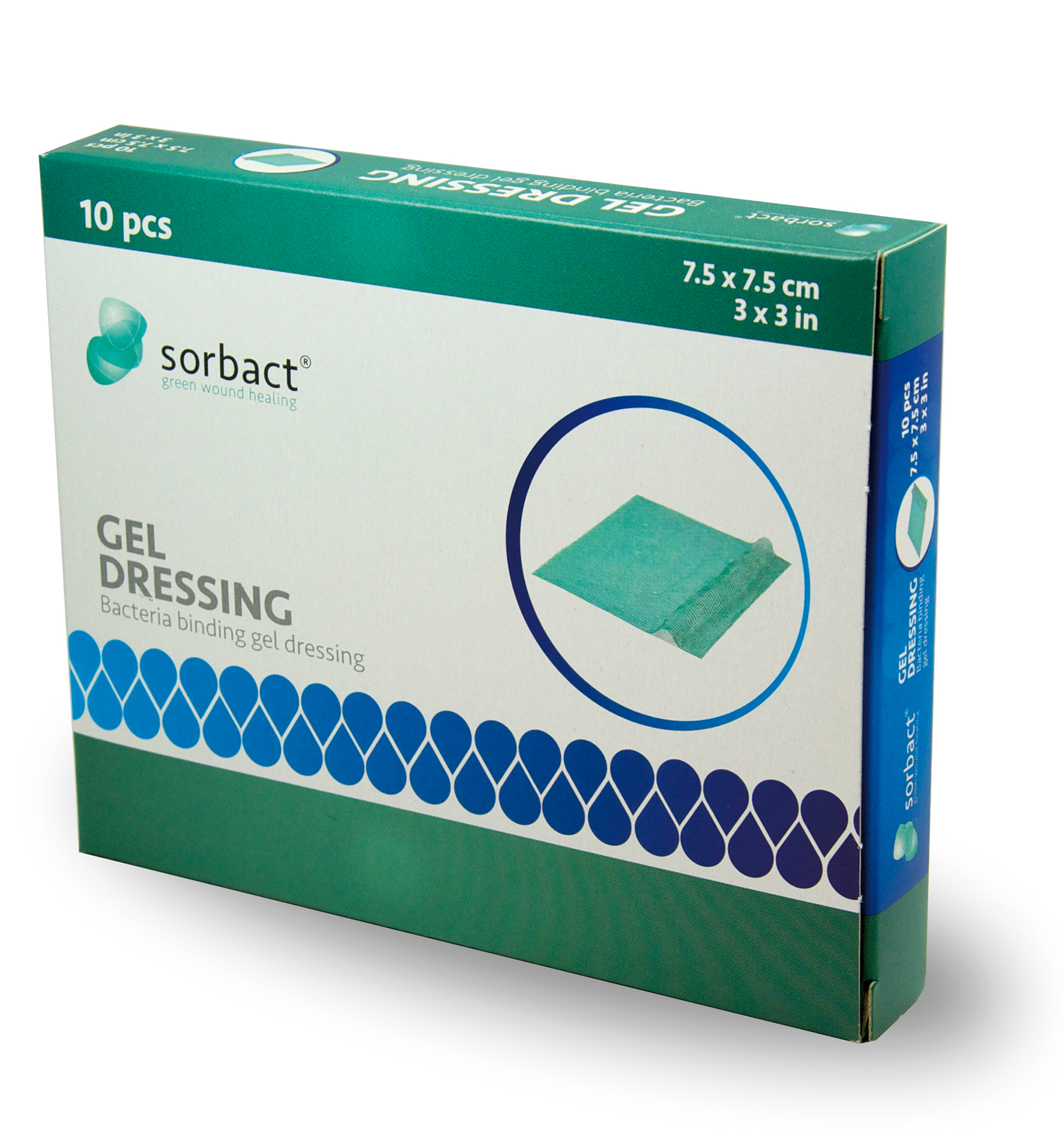 Sorbact, Gelkompres, 7,5 x 7,5 cm, 10 stk.