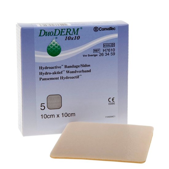 DuoDerm Standard, sårbandage, 10 x 10 cm, Steril, 5 stk. 