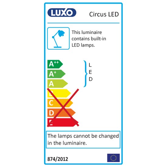 Luxo Luplampe, Circus, LED, Hvid/sort