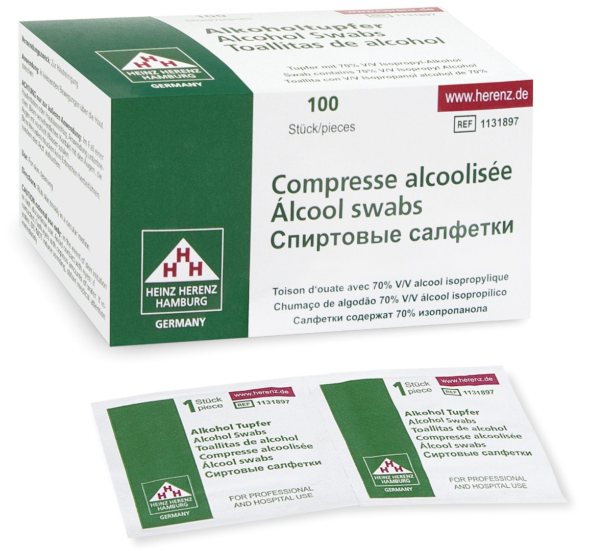 Injektionsserviet, 82% ethanol, 100 stk. 