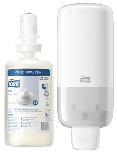 Tork, S4 skumdispenser + 6 stk. Skumsæbe Mild