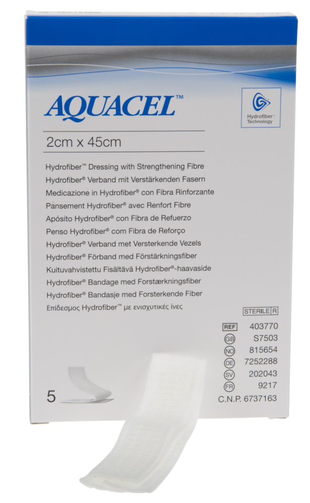 Aquacel, Hydrofiber Sårbandage, 2 x 45 cm, bånd, s
