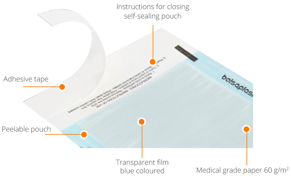 Autoklaveposer m/selvklæb, 10 x 24 cm, 200 stk.