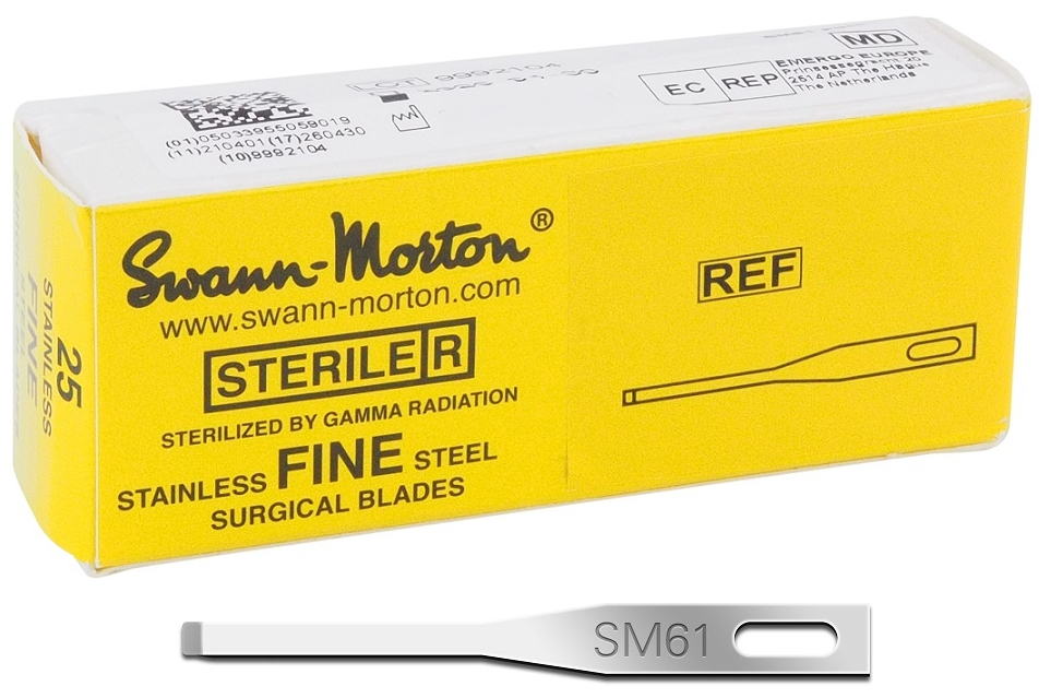 Swann-Morton, Negleblade, Mini, Nr. 61, steril, 25 stk.