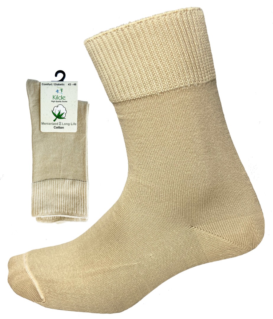 Kilde, Comfort & Diabetes strømper, bomuld, beige