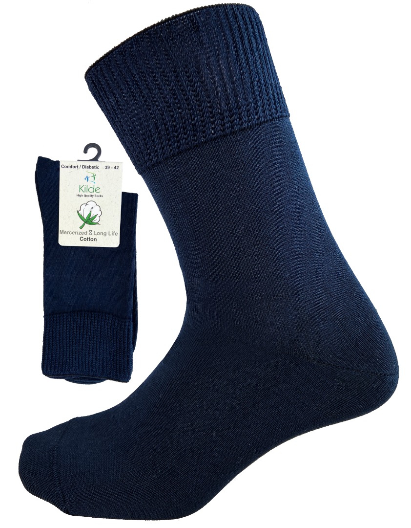Kilde, Comfort & Diabetes strømper, bomuld, marine blå