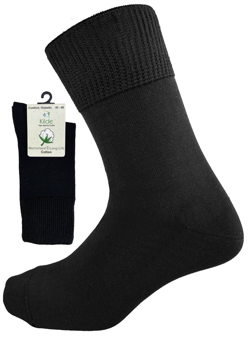 Kilde, Comfort & Diabetes strømper, bomuld, sort