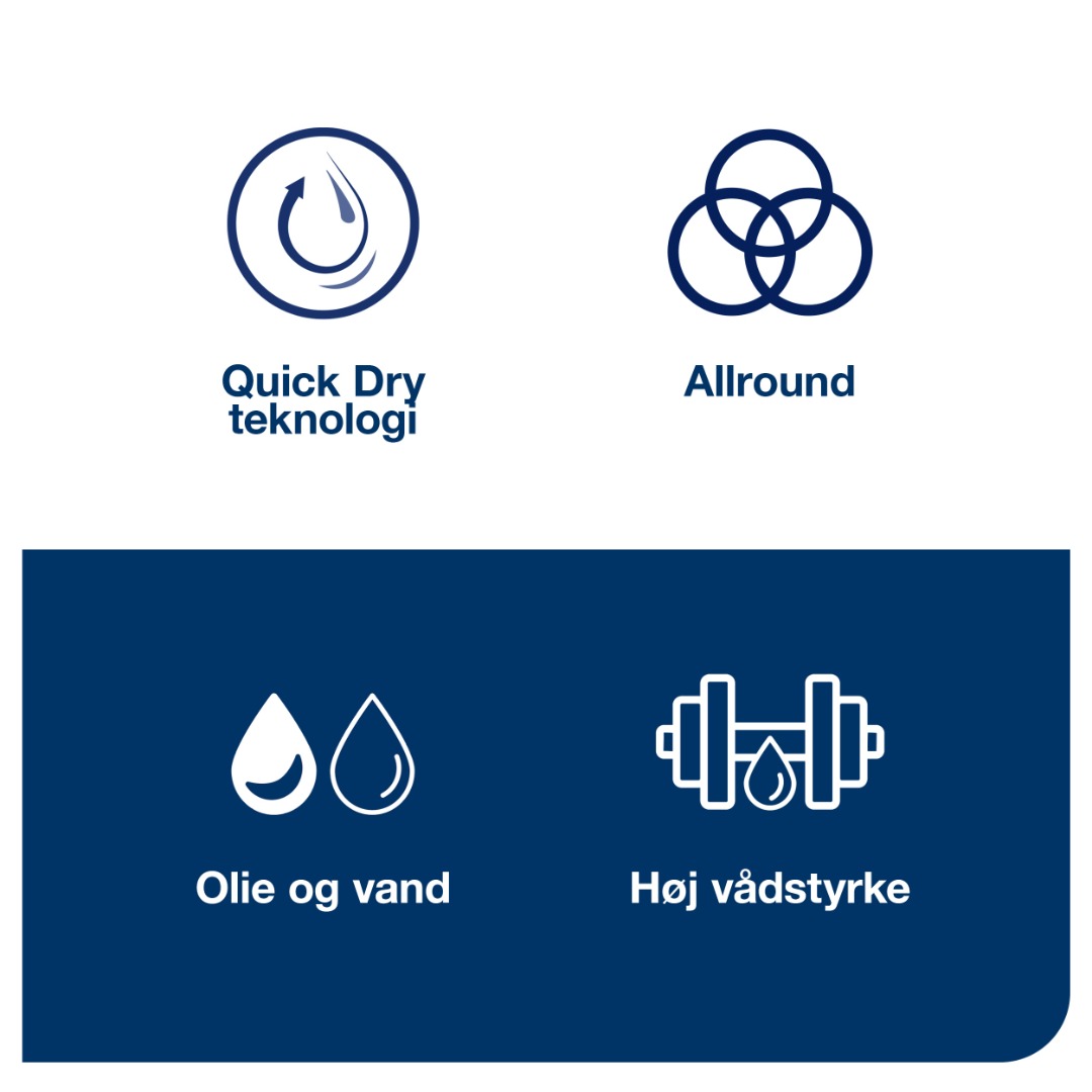 Tork W1, Aftørringsrulle, 369x340mm, 340m, Hvid, 2 lag