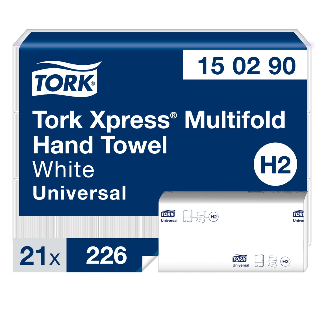 Tork Universal, H2, Håndklædeark, Xpress, 2 lag, 21 pk.