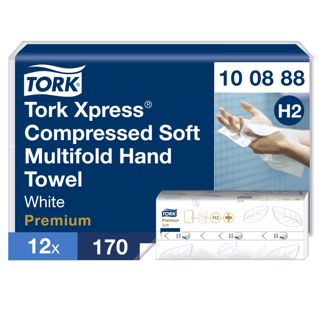 Tork Premium, H2, Håndklædeark, Xpress, Soft, 2 lags, 12 pk.