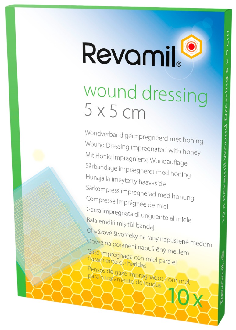 Revamil, Medicinsk Honning, Netforbinding, 5 x 5 cm, 10 stk.