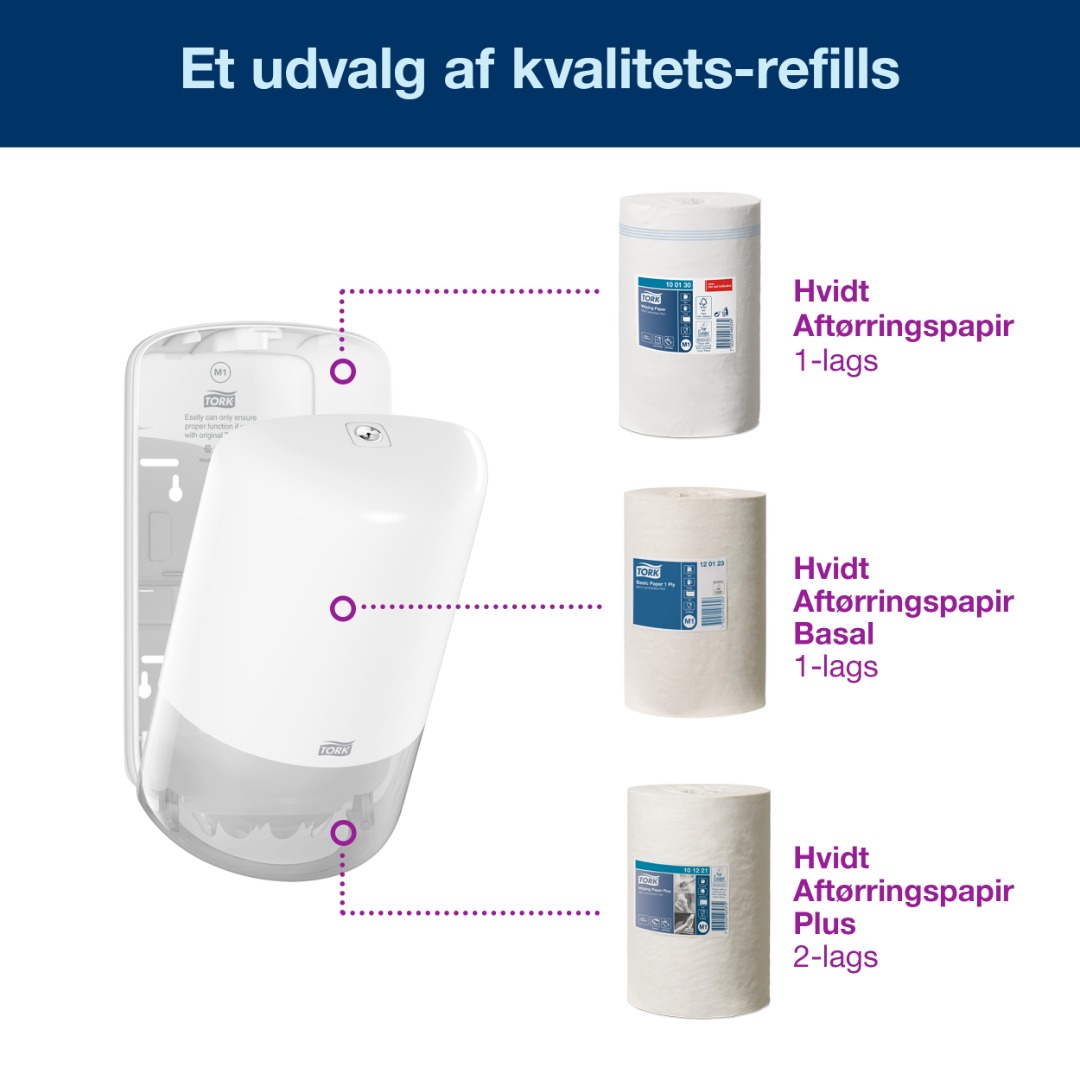 Tork M1, Aftørringsrulle Dispenser, Centerrulle, Mini